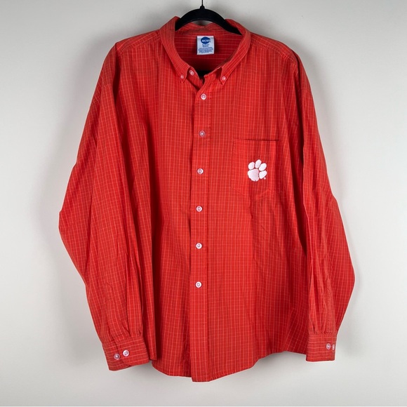 NCAA Orange and White Clemson embroidered logo  Casual Button-Down Shirt 2XL - Picture 1 of 7